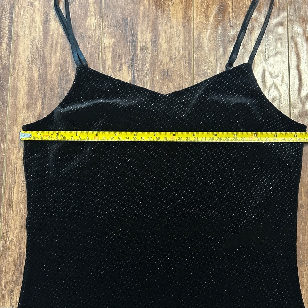 NWOT Suzy Shier sparkly black velvet bodycon dress small midi length strapsvneck - Picture 8 of 10